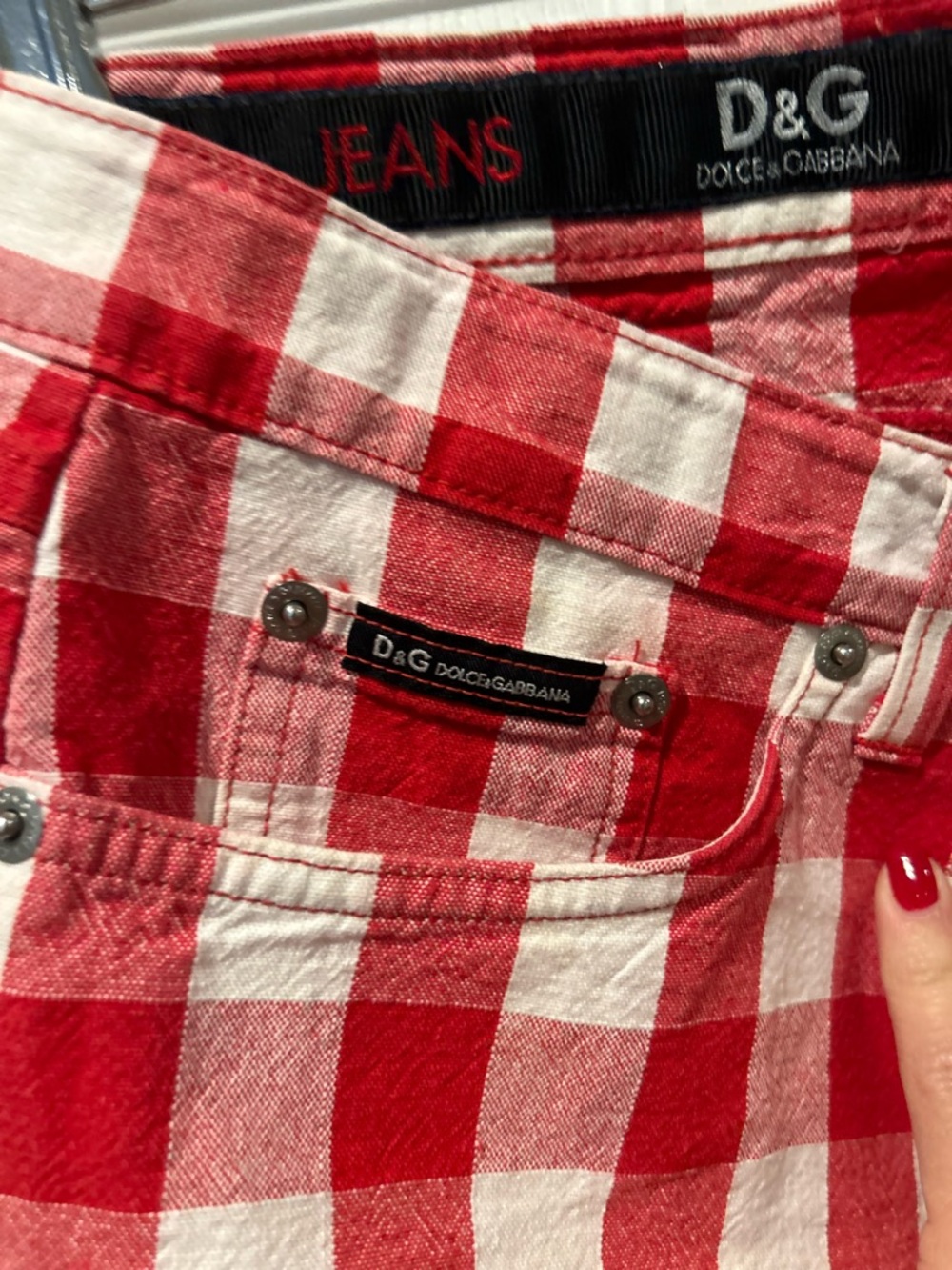“Dolce & Gabbana D&G Red Gingham Mini Skirt Y2K Cotton Picnic Aesthetic - Picture 2 of 8